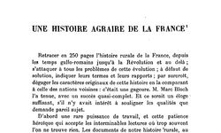 Accéder à la page "Une histoire agraire de la France"