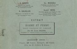 Bridel, Louis. Homme et femme, droit français et comparé (1908)