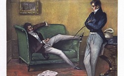 Deux hommes discutant dans un salon
