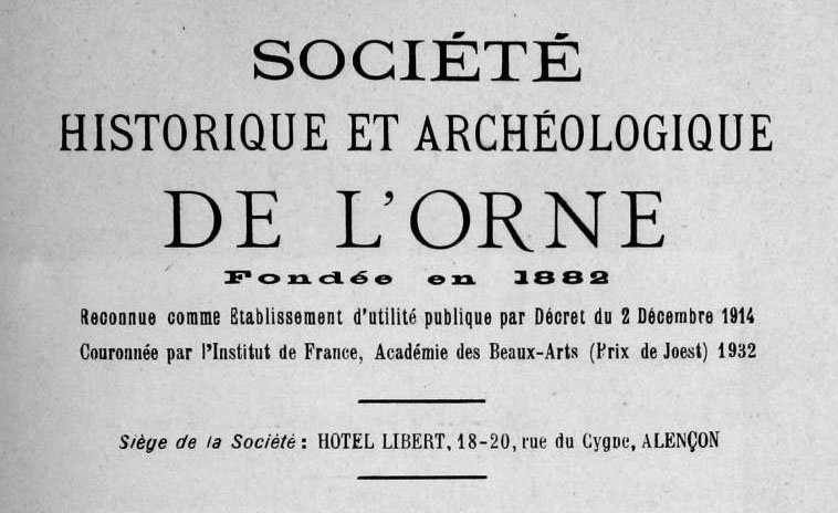 Accéder à la page "Société historique et archéologique de l'Orne (Alençon)"