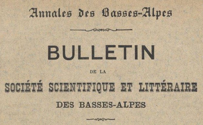 Accéder à la page "Société scientifique et littéraire des Alpes-de-Haute-Provence (Digne)"