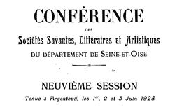 Accéder à la page "Conférence des sociétés savantes littéraires et artistiques de Seine-et-Oise (Versailles)"