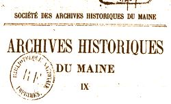 Accéder à la page "Société des archives historiques du Maine (Le Mans)"