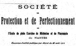 Accéder à la page "Société de protection et de perfectionnement de l'Ecole de plein exercice de médecine et de pharmacie de Nantes"