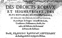 Accéder à la page "Indice des droicts royaux et seigneuriaux"