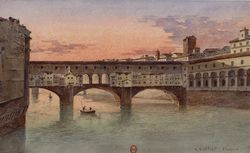 Ponte Vecchio Firenze : [vue du Ponte Vecchio et de l'Arno à Florence] : [peinture] / J. Vervloet