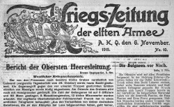 Accéder à la page "Kriegs-Zeitung der elften Armee"