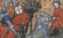 chevalier se soumettant devant le roi in cest_le_livre_de_.gautier_map_btv1b55001677b vue 499