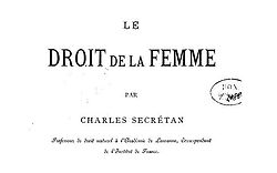 Secrétan, Charles. Le droit de la femme (1886)
