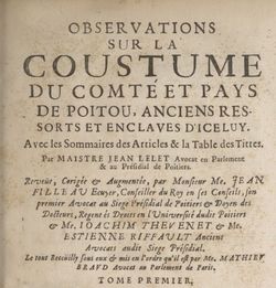 Accéder à la page "Observations sur la coustume du comté et pays de Poitou"