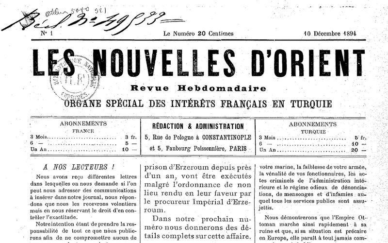 Accéder à la page "Les Nouvelles d'Orient (1894-1895)"
