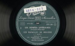 LES SOIREES LITTERAIRES (Saison 1956 / 57), SVM, AB/58-25