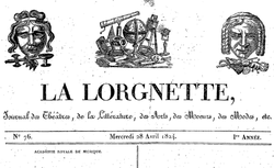 Accéder à la page "Lorgnette (La) : journal des théâtres, de la littérature, des arts..."