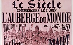 Le Siècle commencera le 1er juin l'Auberge du monde, tableau de Paris de 1867 à 1870 par Hector Malot : [affiche] / [A. Normand] 