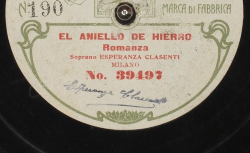 El aniello de hierro. Romanza / Pedro Miguel Marqués, comp. ; Esperanza Clasenti, soprano ; acc. au piano - source : gallica.bnf.fr / BnF