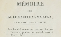 Accéder à la page "Massena, André maréchal de, Mémoires"