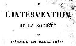 De l’intervention de la société pour prévenir et soulager la misère