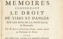 Accéder à la page "Memoires concernant le droit de tiers et danger sur les bois de la province de Normandie"
