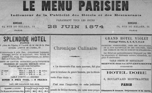 Accéder à la page "Menu parisien (Le) : indicateur de la publicité des hôtels et des restaurants"