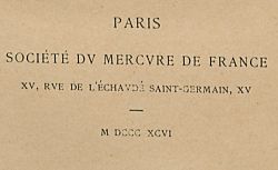 Adresse du Mercure de France