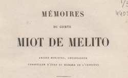 Accéder à la page "Miot de Mélito, comte, Mémoires"
