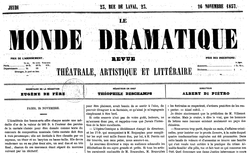 Accéder à la page "Monde dramatique (Le) : revue théâtrale, artistique et littéraire"