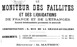 Accéder à la page "Moniteur des Faillites et des Liquidations de France et de l'étranger (Le)"
