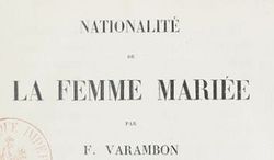 Varambon, François. Nationalité de la femme mariée (1859)