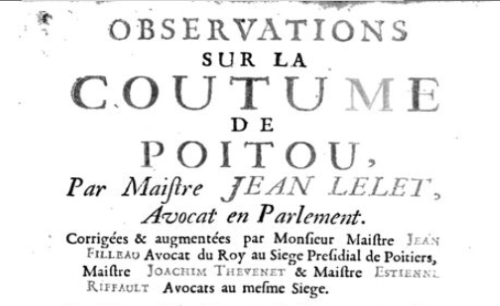 Accéder à la page "Documents de la Bibliothèque municipale de Lyon concernant la coutume du Poitou"