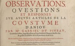 Accéder à la page "     Observations, questions et responses sur aucuns articles de la Coustume d'Anjou"
