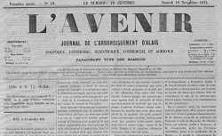 Accéder à la page "Avenir (L') : journal de l'arrondissement d'Alais"