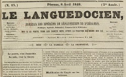 Accéder à la page "Le Languedocien, journal des intérêts du département de l'Hérault (Pézenas)"
