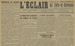 Accéder à la page "L'Éclair du Tarn-et-Garonne"