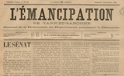 Accéder à la page "L'Émancipation du Tarn-et-Garonne : journal hebdomadaire (Montauban)"