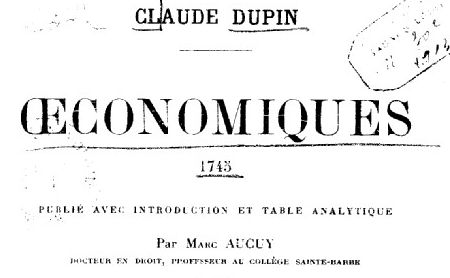 Accéder à la page "Dupin, Claude. Oeconomiques, 1745 - 1913"