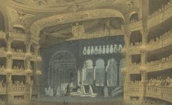 Paris, 24, Académie impériale de Musique, Théâtre de l'Opéra : [représentation de Robert le diable] : [estampe] / dess. et lith. en coul. par J. Arnout