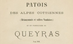 Accéder à la page "Chabrand & Rochas d'Aiglun, Patois des Alpes cottiennes et en particulier du Queyras"
