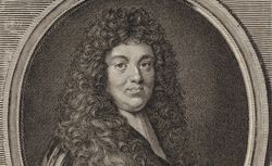 Portrait de Philippe Quinault, en buste, de 3/4 dirigé à droite dans une bordure ovale 