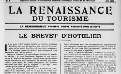 La Renaissance du tourisme, juin 1917
