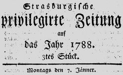 Accéder à la page "Strassburger privilegirte Zeitung"