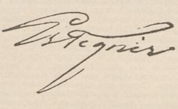 signature in Lettres autographes composant la collection de M. Alfred Bovet, décrites par Étienne Charavay. Ouvrage imprimé sous la direction de Fernand Calmettes p.485