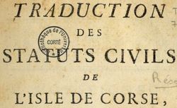 Accéder à la page "Traduction des statuts civils de l'isle de Corse"