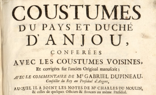 Accéder à la page "Coustumes du pays et duché d'Anjou... "