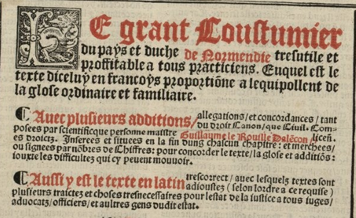 Accéder à la page "Le Grant coustumier du pays et duché de Normendie..."