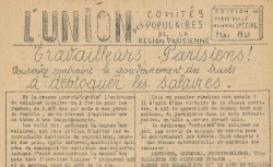 Accéder à la page "Union des comités populaires de la région parisienne (L'), édition de Paris-ville"