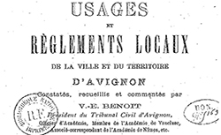 Accéder à la page "Usages et règlements locaux de la ville et du territoire d'Avignon"
