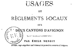 Accéder à la page "Usages et règlements locaux des deux cantons d'Avignon"