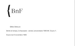Vérité et temps, le faussaire (1983-1984). Cours de Gilles Deleuze - BnF - Gallica