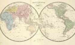 Mappemonde par A. Vuillemin publiée par Combette (1854)