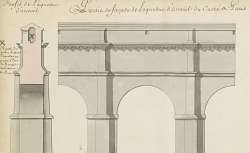 Aqueducs d’Arcueil à Paris. Ensemble de dessins techniques, 1719 